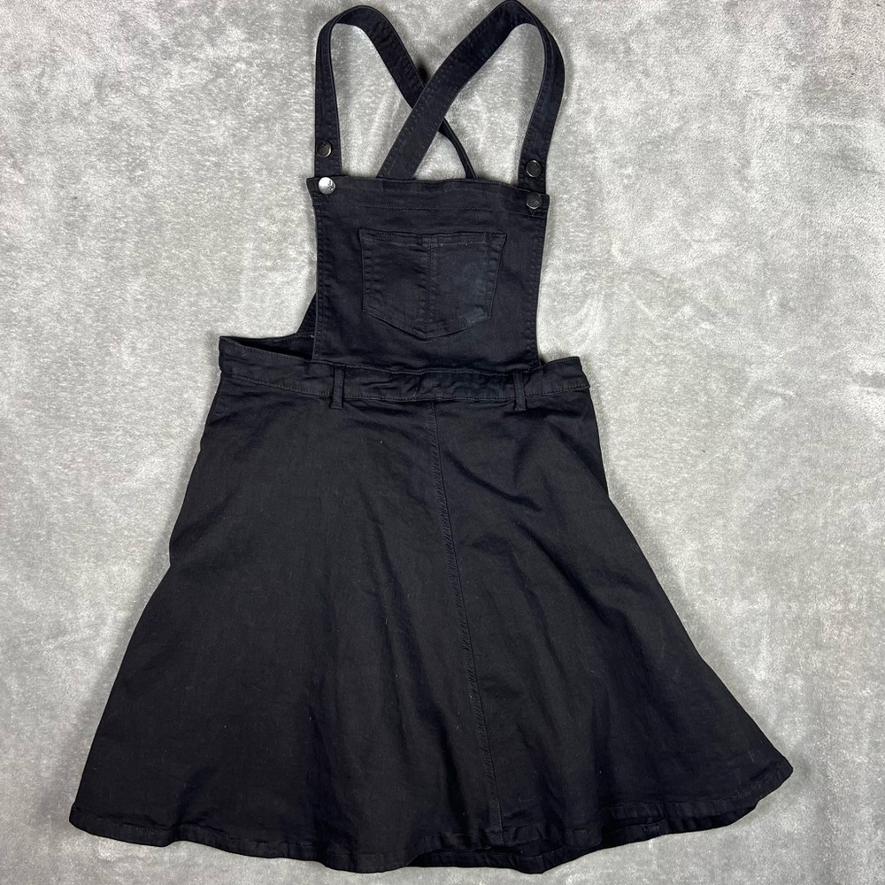 Hell Bunny Dress Womens 2XL Black Dakota Pinafore Denim Goth Pinup Punk Overall - Picture 4 of 10